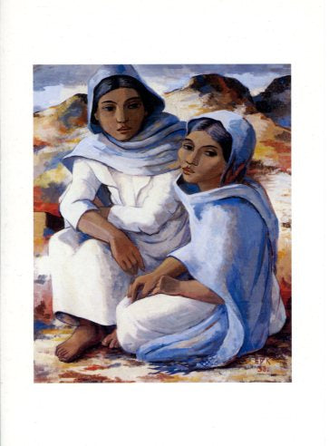 Deux enfants mexicains, 1938 par Edmund Kinzinger - 5 X 7 pouces (carte de vœux)