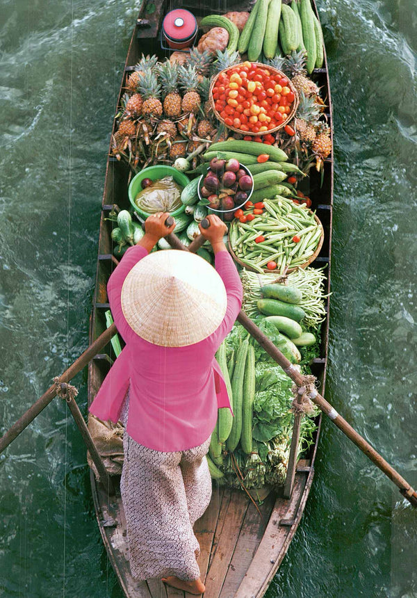 Fruits on boat by Banagan - 20 X 28" - Fine Art Poster.