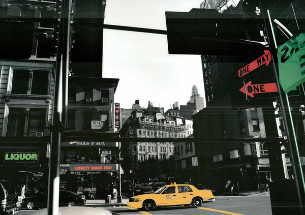 Taxi, New York par Anne Valverde - 20 X 28" - Affiche d'art.