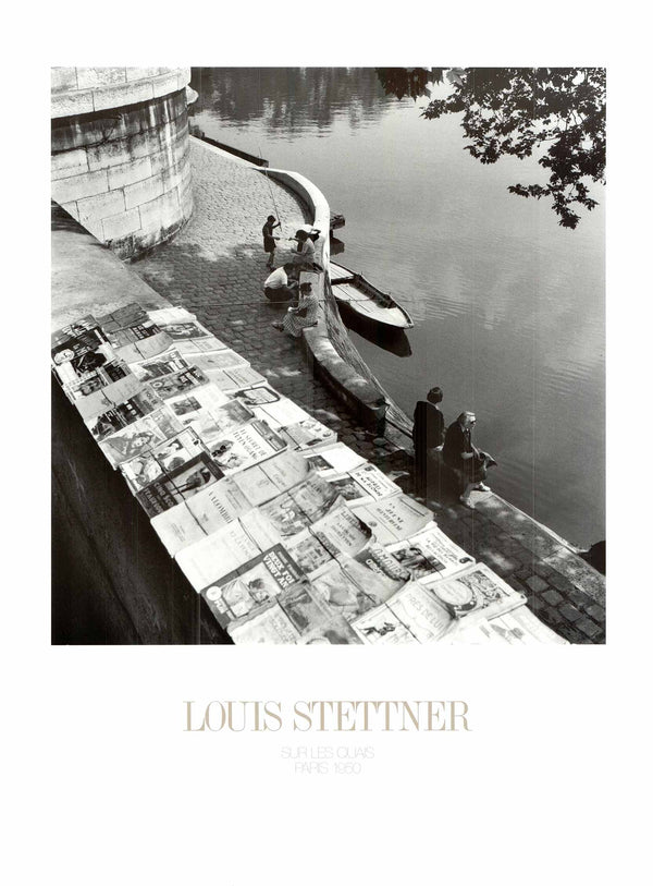 Sur les Quais Paris, 1950 par Louis Stettner - 24 X 32" - Affiche Fine Art.