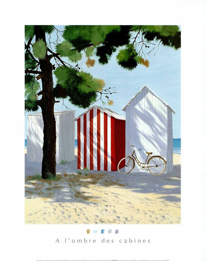 In the Shade of the Cabins by Henri Deuil - 16 X 20" - Fine Art Poster.