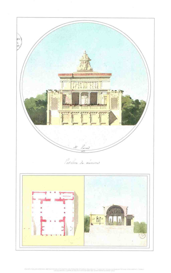The Pavillon de La Réunion in Paris, 1837 by Faccard - 14 X 22 Inches (Offset Lithography Hand Colored)