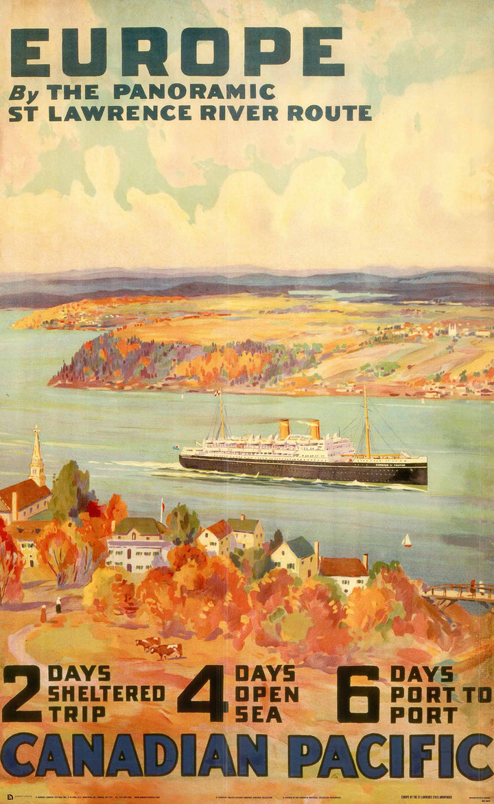 Europe by the  St-Lawrence, 1925 by Canadian Pacific - 24 X 38" - Fine Art Vintage Poster.