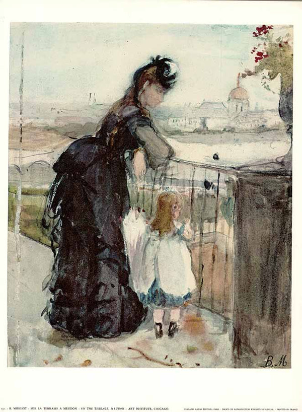 On the Terrace, Meudon by Berthe Morisot - 10 X 12"- Fine Art Poster.