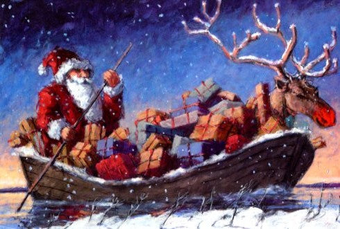 Christmas Boat by Peter Wever - 5 X 7 Inches (Greeting Card)