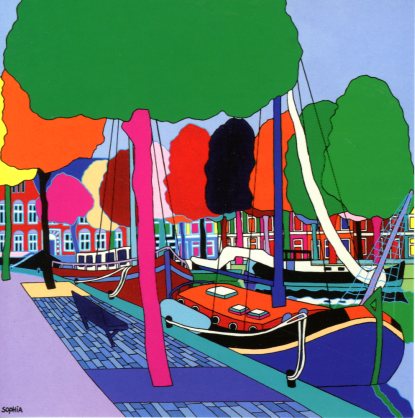 The Old Harbour, 2011 by Sophia Heeres - 6 X 6 Inches (Greeting Card)