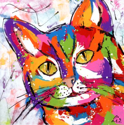 Tomcat, 2013 by Liz - 6 X 6 Inches (Greeting Card)