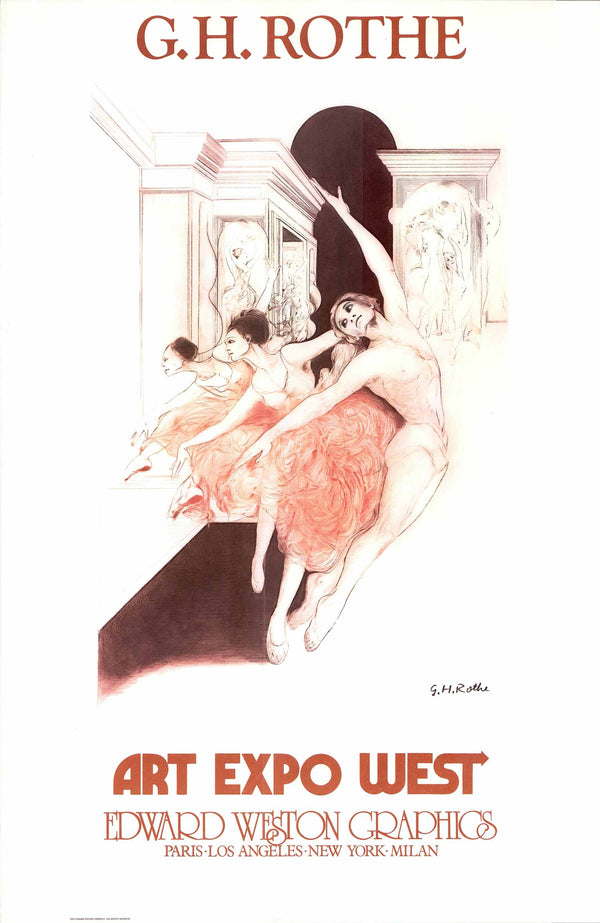Art Expo West "Bolshoi" Ballet Mezzotint, 1976 by G.H. Rothe - 25 X 38" - Fine Art Poster.
