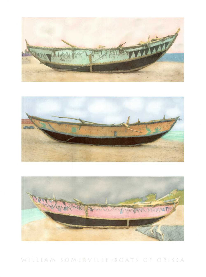 Boats of Orissa by William Somerville - 18 X 24" - Fine Art Poster.