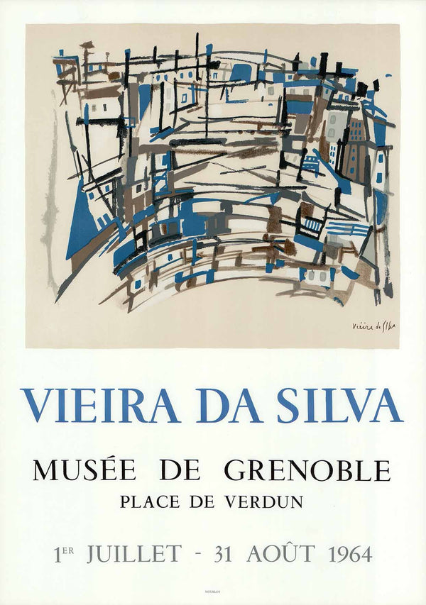 Expo 64 by Vieira Da Silva - 18 X 25" (Mourlot Lithograph) - Fine Art Poster.