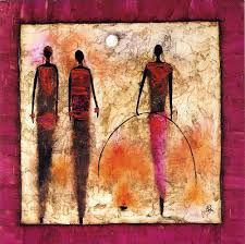 Three Africans by Michel Rauscher - 12 X 12 Inches (Art Print)