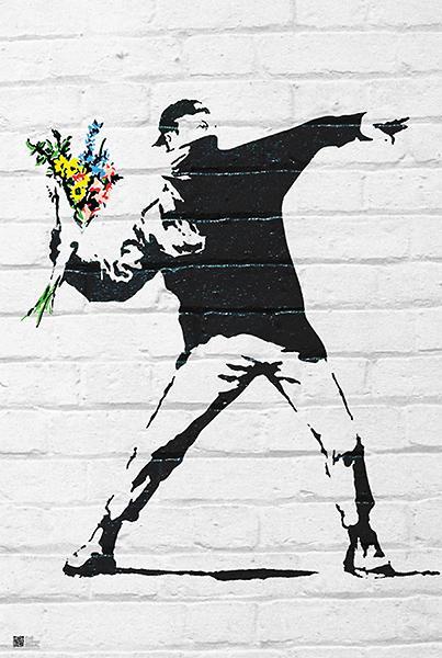 Flower Bomber by Banksy - 24 X 36 inches  (Art Print)
