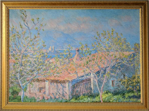 Maison du jardinier à Antibes par Claude Monet - 29 X 39 pouces (giclée encadrée sur masonite prête à accrocher)
