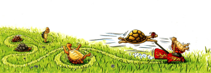 Turtle and Land Mower by Sophie Turrel - 4 X 6 Inches (Greeting Card)