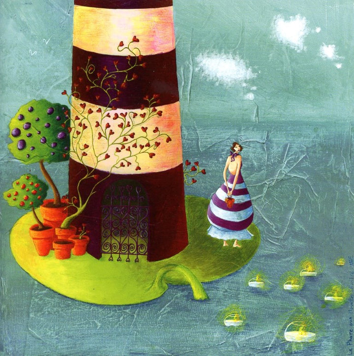 Lighthouse III by Marie-Anne Foucart - 6 X 6 Inches (Greeting Card)