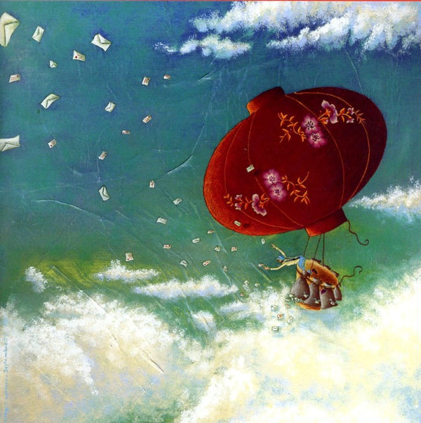 Hot air Balloon by Marie-Anne Foucart - 6 X 6 Inches (Greeting Card)