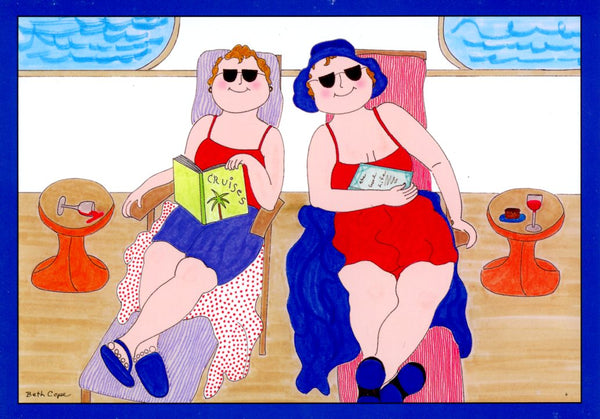 Two Lounging Ladies by Beth Cope - 5 X 7 Inches (Greeting Card)