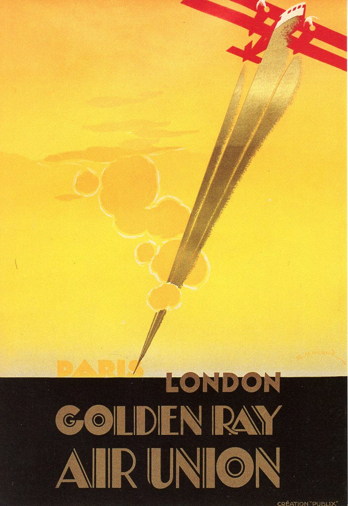 Paris, London, Golden Ray Air Union - 5 X 7 Inches (Vintage Greeting Card)