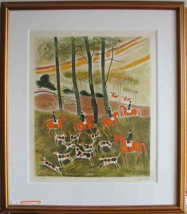 La Chasse by Claude Grosperrin - 31 X 36 Inches (Framed Lithograph Numbered & Signed) 55/250