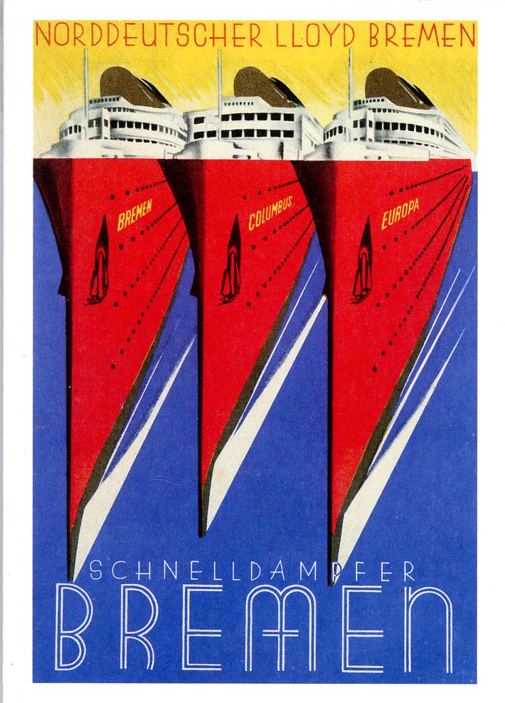 Norddeutscher Lloyd Breman/ Advertising brochure, 1930 - 5 X 7 Inches (Vintage Greeting Card)