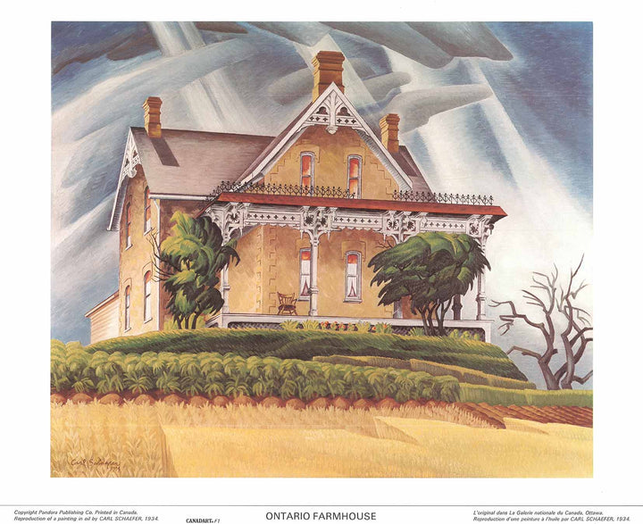 Ontario Farmhouse, 1934 by Carl Schaefer - 19 X 23 Inches (Offset Lithograph)