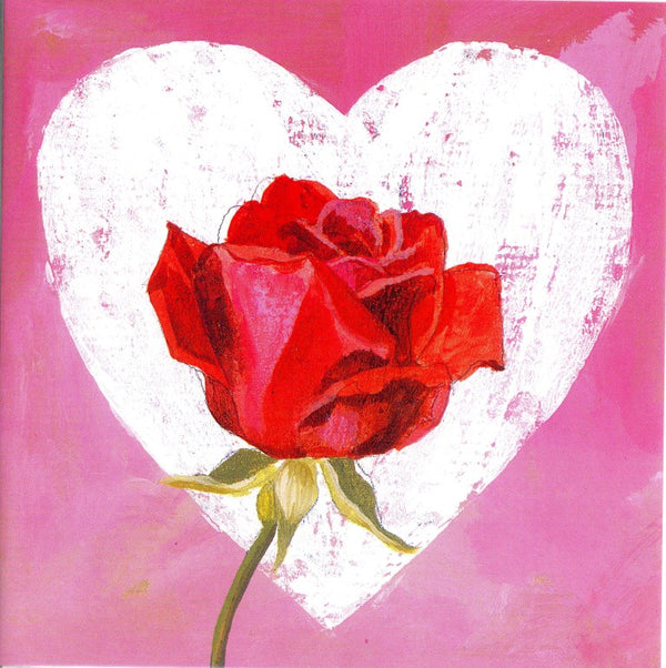 Hear with rose by Valérie Roy - 6 X 6 Inches (Greeting Card)