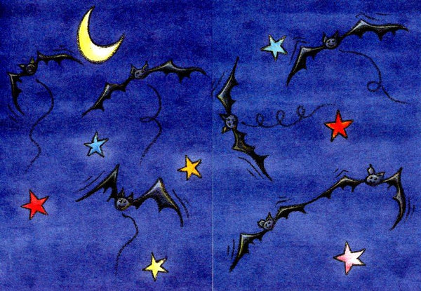 Bats in the Night by Sophie Turrel - 4 X 6 Inches (Greeting Card)