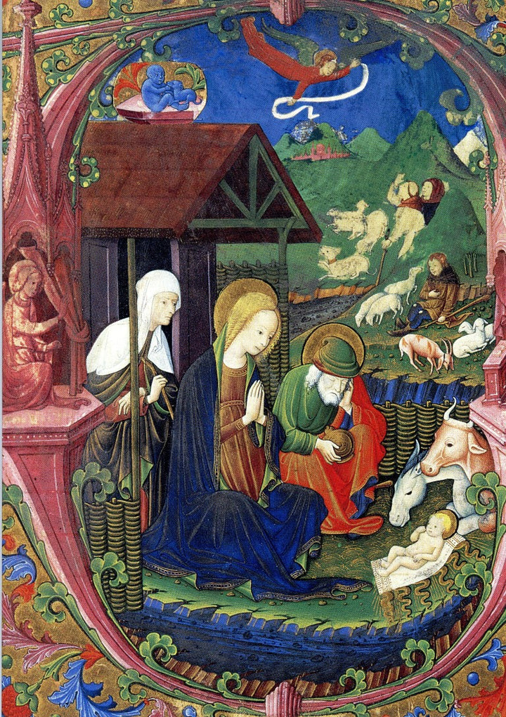 Lette Ornée: La Nativité Et L'Annonce Aux Bergers, XV Siècle - 5 X 7" (Greeting Card)