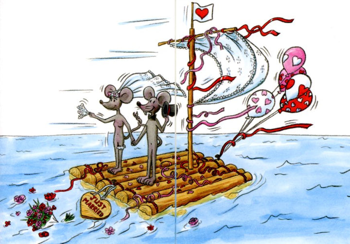 Boat of Married Mouses by Sophie Turrel - 4 X 6 Inches (Greeting Card)