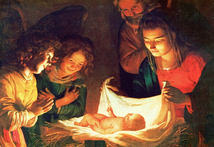 Adoration of the Child, 1620 by Gerrit Van Honthorst - 5 X 7" (Greeting Card)