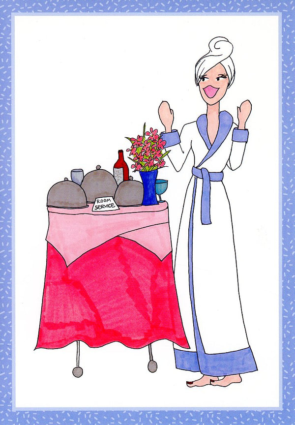 Room Service - Happy Birthday by Elizabeth Spotswood - 5 X 7 Inches (Greeting Card)