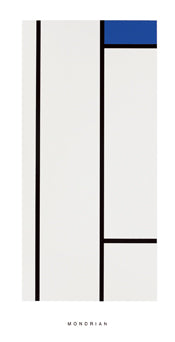 Composition (blanc/bleu) de Piet Mondrian - 20 X 40 pouces (impression d'art)