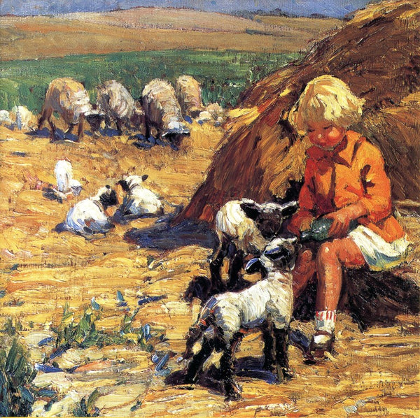 Feeding the Lambs by the Sea by Dorothea Sharp - 6 X 6 Inches (Note Card)