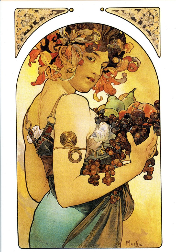 The Fruit, 1897 by Alphonse Mucha - 5 X 7 Inches (Greeting Card)