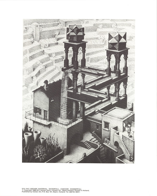 Waterfall, 1988 by M. C. Escher - 10 X 12 Inches (Offset Lithograph)