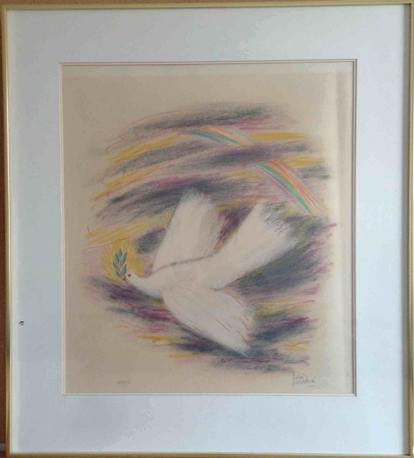 Noah's Dove par Reuven Rubin - 30 X 33 pouces (lithographie encadrée numérotée et signée) 63/150