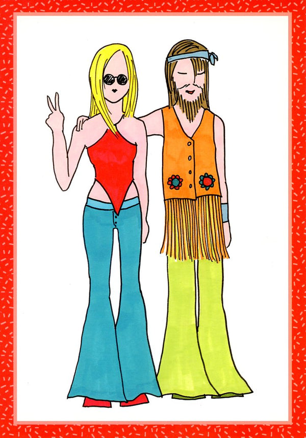 Hippies - Happy Anniversary by Elizabeth Spotswood - 5 X 7 Inches (Greeting Card)
