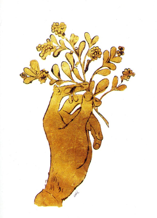 Golden Hand with Flowers by Andy Warhol - 5 X 7 Inches (Greeting Card)
