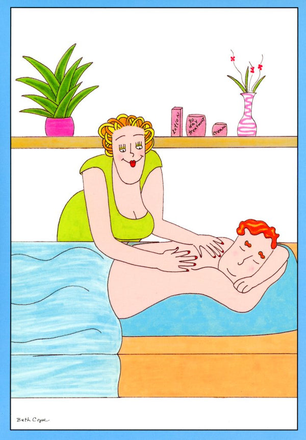 Message Inside: Man Getting Massage by Beth Cope - 5 X 7 Inches (Greeting Card)
