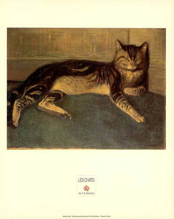 Cat Lying Down, 1912 by Steinlen - 10 X 12 Inches (Art Print)
