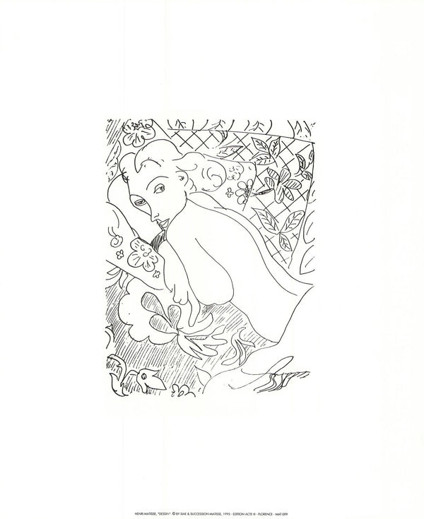 Drawing by Henri Matisse - 20 X 24 inches (Silkscreen / Sérigraphie)