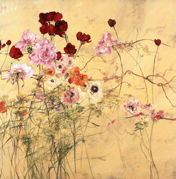 Ranunculus, Peony and Red Tulips, 2008 by Claire Basler - 27 X 27 Inches (Art Print)
