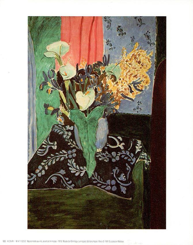 Still Life with Irises, Arums and Mimosas, 1913 by Henri Matisse - 10 X 12 Inches (Art Print)