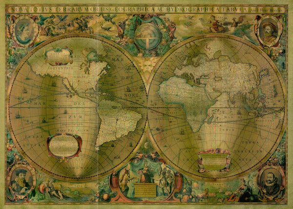 Gold Antique Map (FOIL) by Hendrik Hondius - 20 X 28" (Offset Lithograph)